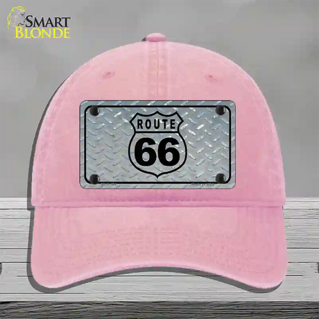 Route 66 Shield Diamond Novelty License Plate Hat Unconstructed Cotton / Pink