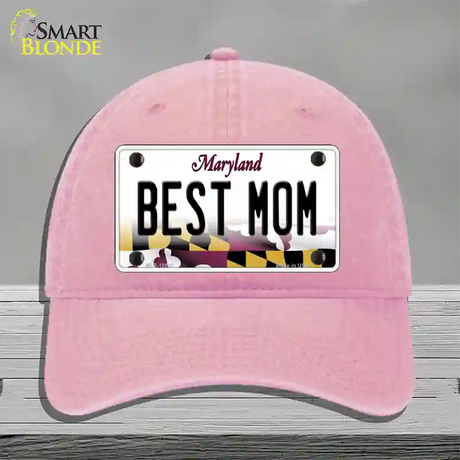 Best Mom Maryland Novelty License Plate Hat Unconstructed Cotton / Pink