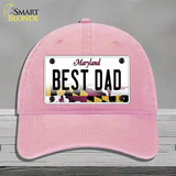 Best Dad Maryland Novelty License Plate Hat Unconstructed Cotton / Pink