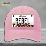 Rebel Maryland Novelty License Plate Hat Unconstructed Cotton / Pink