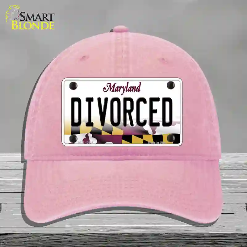 Divorced Maryland Novelty License Plate Hat Unconstructed Cotton / Pink