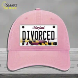 Divorced Maryland Novelty License Plate Hat Unconstructed Cotton / Pink