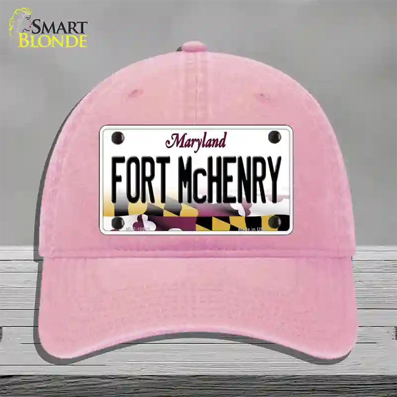 Fort McHenry Maryland Novelty License Plate Hat Unconstructed Cotton / Pink