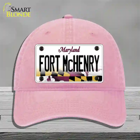 Fort McHenry Maryland Novelty License Plate Hat Unconstructed Cotton / Pink