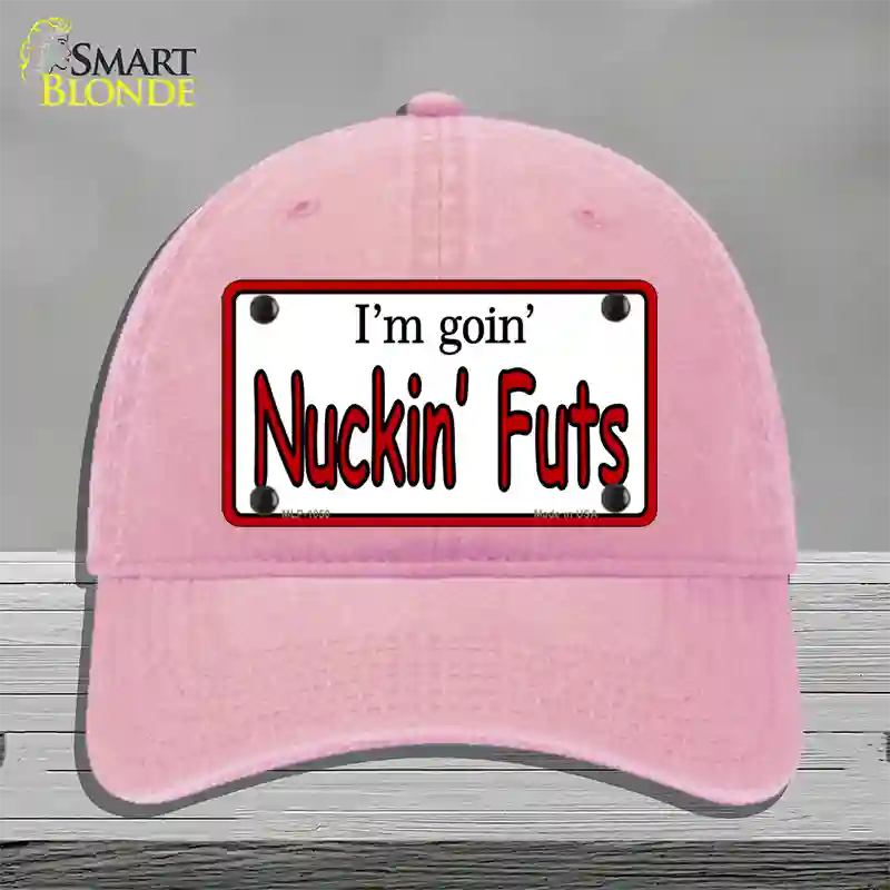 Im Goin Nuckin Futs Novelty License Plate Hat Unconstructed Cotton / Pink