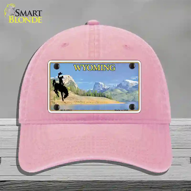 Wyoming Blank Novelty License Plate Hat Unconstructed Cotton / Pink