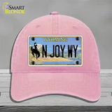 N Joy WY Wyoming Novelty License Plate Hat Unconstructed Cotton / Pink