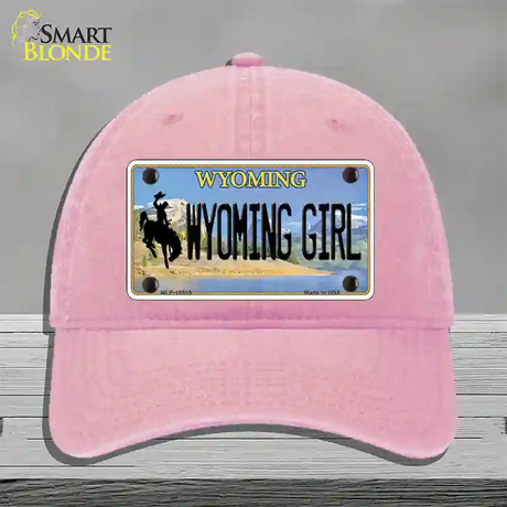 Wyoming Girl Novelty License Plate Hat Unconstructed Cotton / Pink