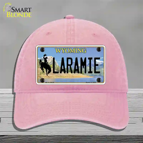 Laramie Wyoming Novelty License Plate Hat Unconstructed Cotton / Pink