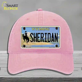 Sheridan Wyoming Novelty License Plate Hat Unconstructed Cotton / Pink