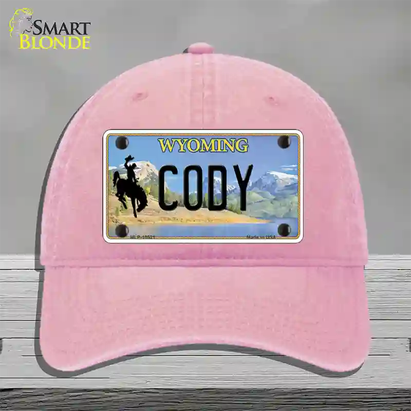 Cody Wyoming Novelty License Plate Hat Unconstructed Cotton / Pink