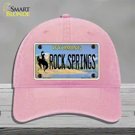 Rock Springs Wyoming Novelty License Plate Hat Unconstructed Cotton / Pink