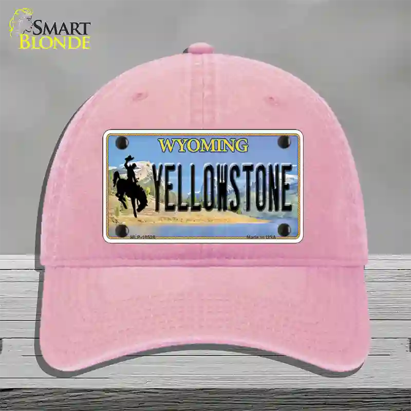 Yellowstone Wyoming Novelty License Plate Hat Unconstructed Cotton / Pink