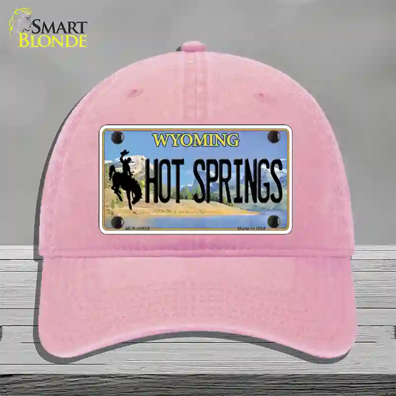 Hot Springs Wyoming Novelty License Plate Hat Unconstructed Cotton / Pink