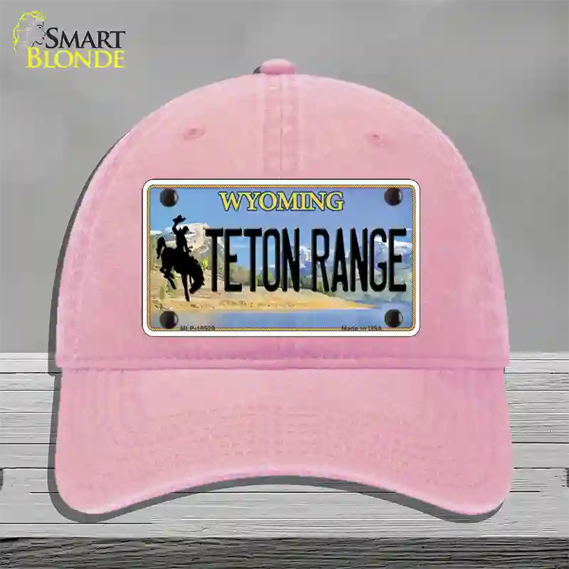 Teton Range Wyoming Novelty License Plate Hat Unconstructed Cotton / Pink