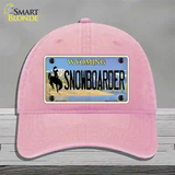 Snowboarder Wyoming Novelty License Plate Hat Unconstructed Cotton / Pink