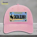 Snow Bunny Wyoming Novelty License Plate Hat Unconstructed Cotton / Pink