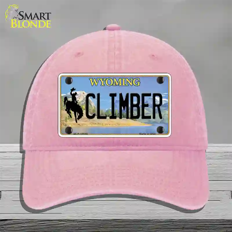 Climber Wyoming Novelty License Plate Hat Unconstructed Cotton / Pink