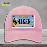 Hiker Wyoming Novelty License Plate Hat Unconstructed Cotton / Pink