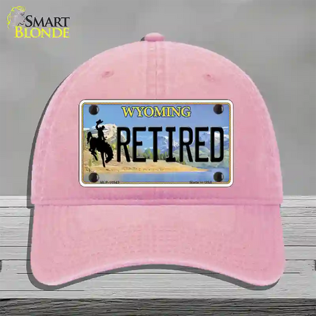 Retired Wyoming Novelty License Plate Hat Unconstructed Cotton / Pink