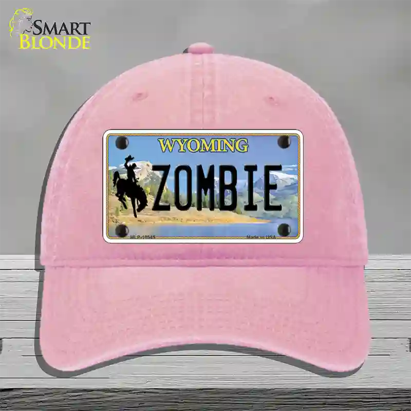 Zombie Wyoming Novelty License Plate Hat Unconstructed Cotton / Pink