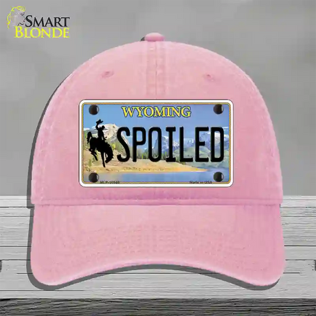 Spoiled Wyoming Novelty License Plate Hat Unconstructed Cotton / Pink