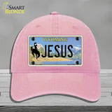 Jesus Wyoming Novelty License Plate Hat Unconstructed Cotton / Pink