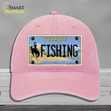 Fishing Wyoming Novelty License Plate Hat Unconstructed Cotton / Pink