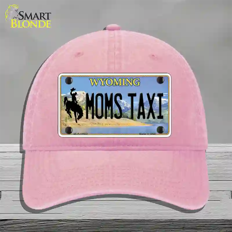 Moms Taxi Wyoming Novelty License Plate Hat Unconstructed Cotton / Pink