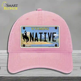 Native Wyoming Novelty License Plate Hat Unconstructed Cotton / Pink