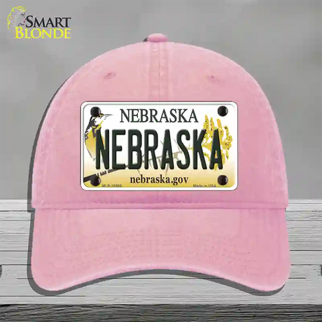 Nebraska Gov Novelty License Plate Hat Unconstructed Cotton / Pink