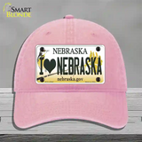 I Love Nebraska Novelty License Plate Hat Unconstructed Cotton / Pink