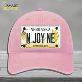 N Joy NE Nebraska Novelty License Plate Hat Unconstructed Cotton / Pink