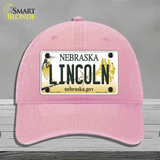 Lincoln Nebraska Novelty License Plate Hat Unconstructed Cotton / Pink