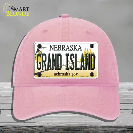 Grand Island Nebraska Novelty License Plate Hat Unconstructed Cotton / Pink