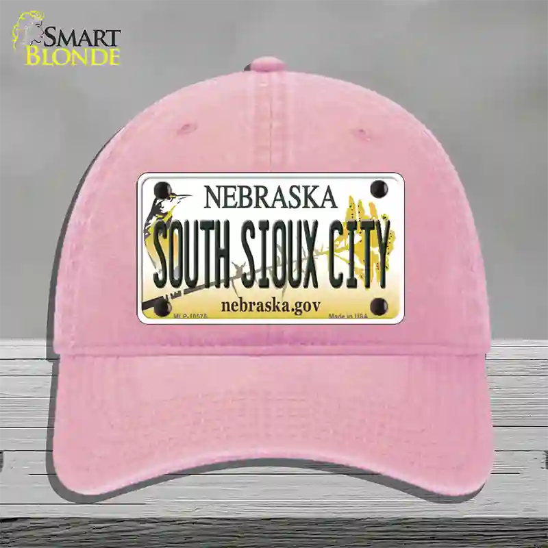 South Sioux City Nebraska Novelty License Plate Hat Unconstructed Cotton / Pink