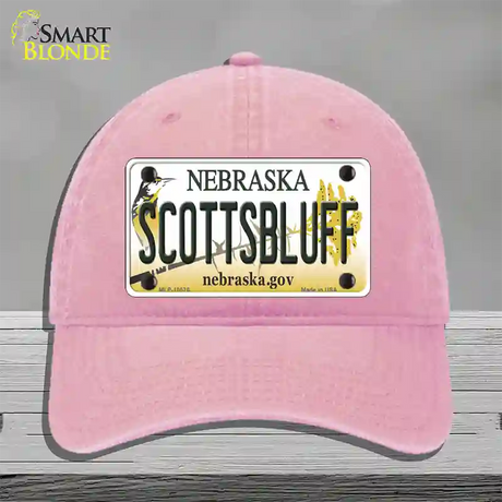 Scottsbluff Nebraska Novelty License Plate Hat Unconstructed Cotton / Pink