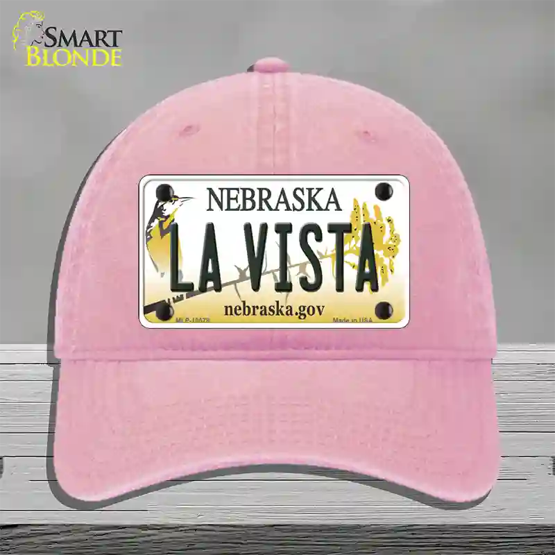 La Vista Nebraska Novelty License Plate Hat Unconstructed Cotton / Pink