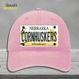 Cornhuskers Nebraska Novelty License Plate Hat Unconstructed Cotton / Pink