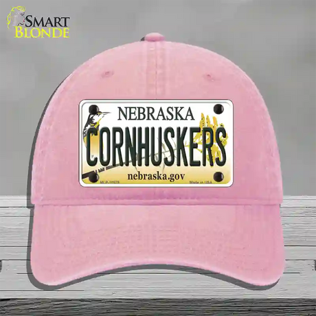 Cornhuskers Nebraska Novelty License Plate Hat Unconstructed Cotton / Pink