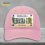 Nebraska Girl Novelty License Plate Hat Unconstructed Cotton / Pink