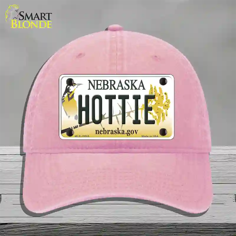 Hottie Nebraska Novelty License Plate Hat Unconstructed Cotton / Pink