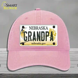 Grandpa Nebraska Novelty License Plate Hat Unconstructed Cotton / Pink