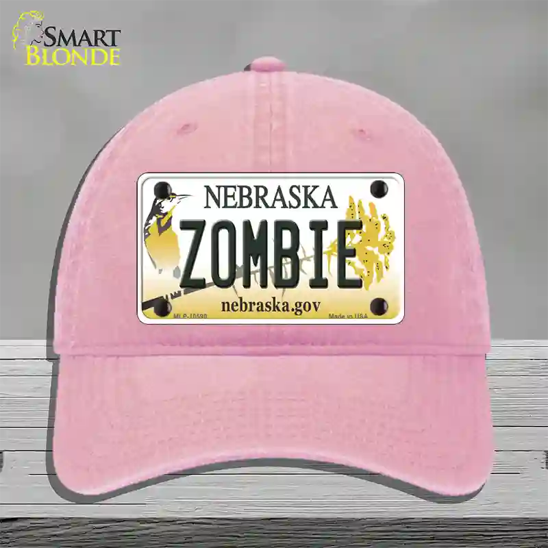 Zombie Nebraska Novelty License Plate Hat Unconstructed Cotton / Pink