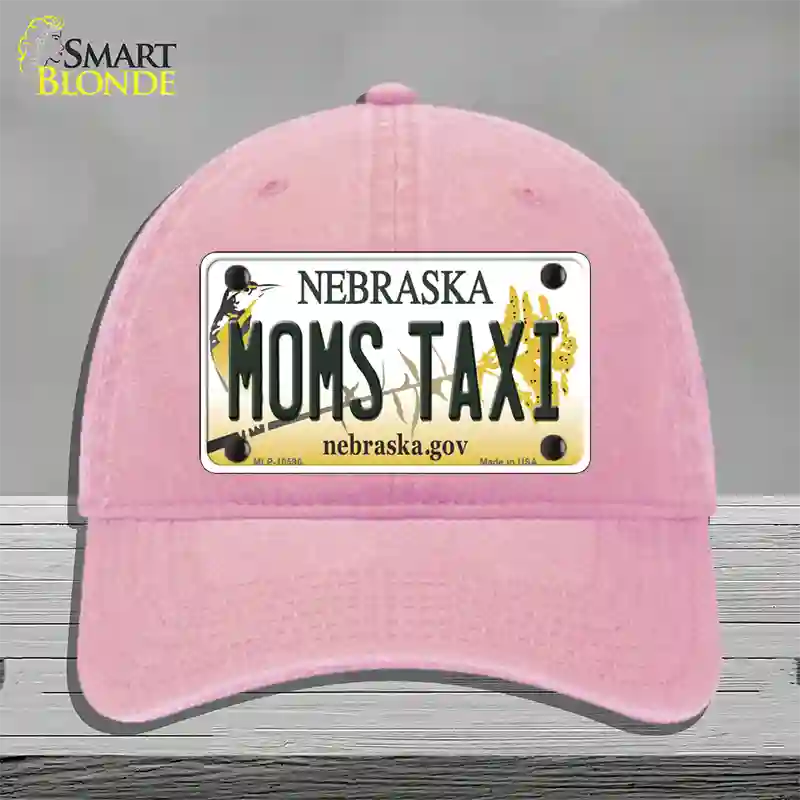 Moms Taxi Nebraska Novelty License Plate Hat Unconstructed Cotton / Pink