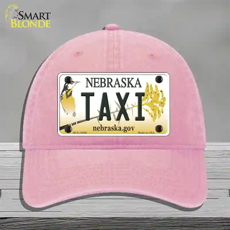 Taxi Nebraska Novelty License Plate Hat Unconstructed Cotton / Pink