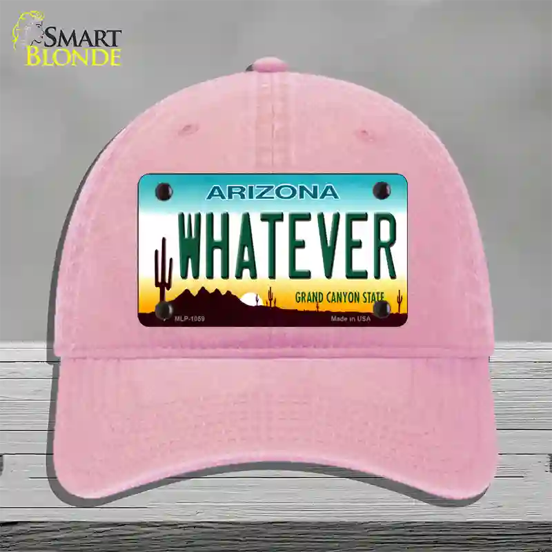 Whatever Arizona Novelty License Plate Hat Unconstructed Cotton / Pink