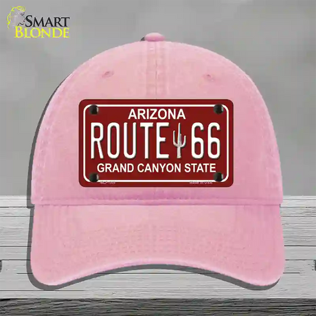 Route 66 Arizona Red Novelty License Plate Hat Unconstructed Cotton / Pink