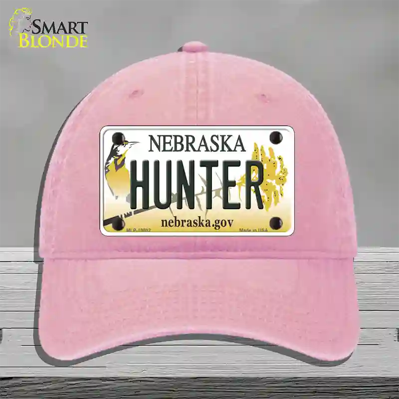 Hunter Nebraska Novelty License Plate Hat Unconstructed Cotton / Pink