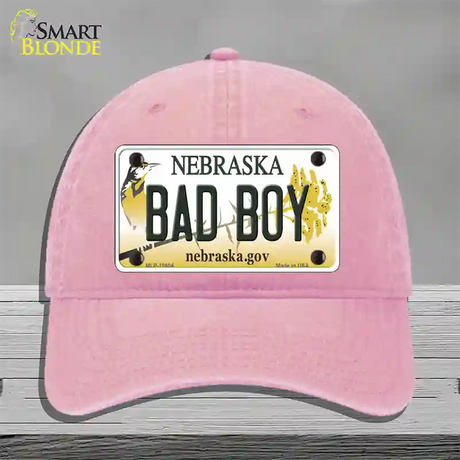 Bad Boy Nebraska Novelty License Plate Hat Unconstructed Cotton / Pink